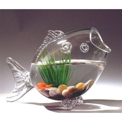 Glass Fish Shaped Fish Bowl Vase .